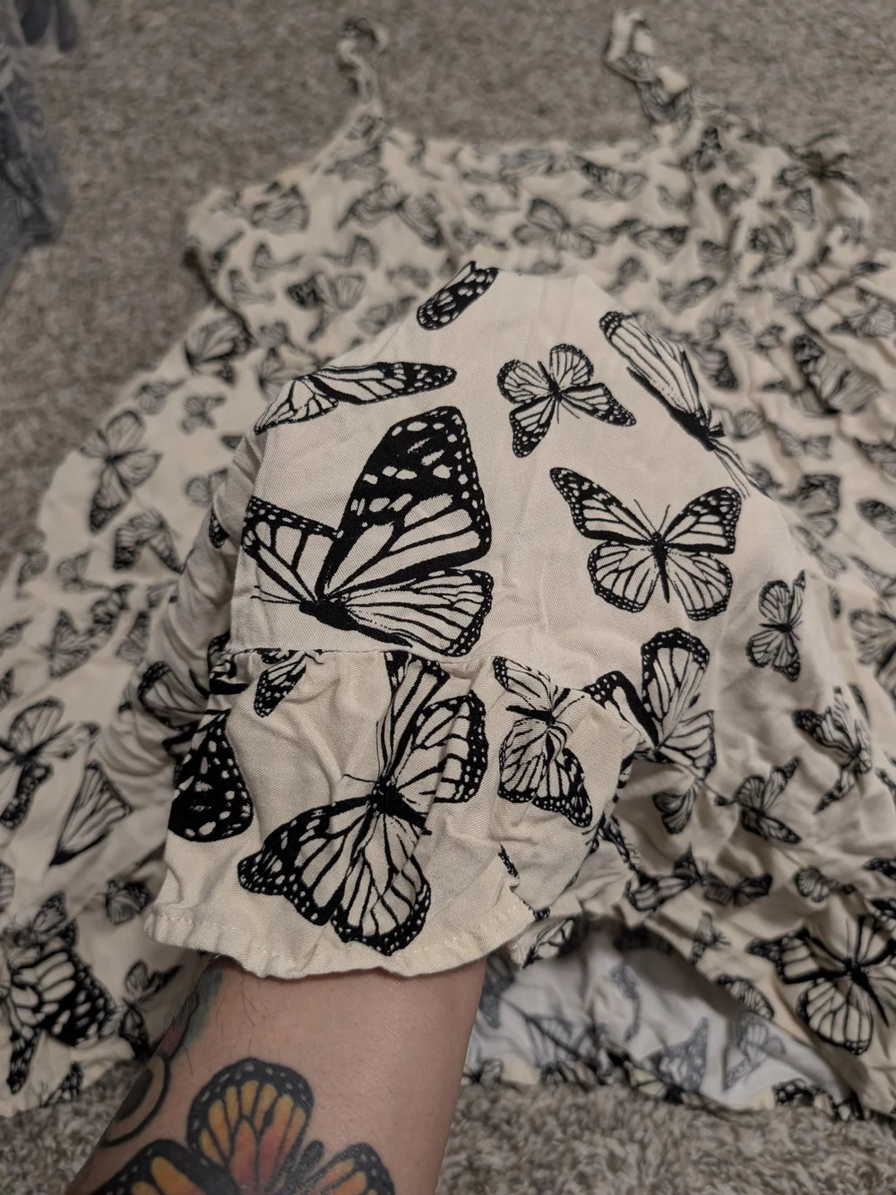 Hot Topic Cream Butterfly Print Sundress